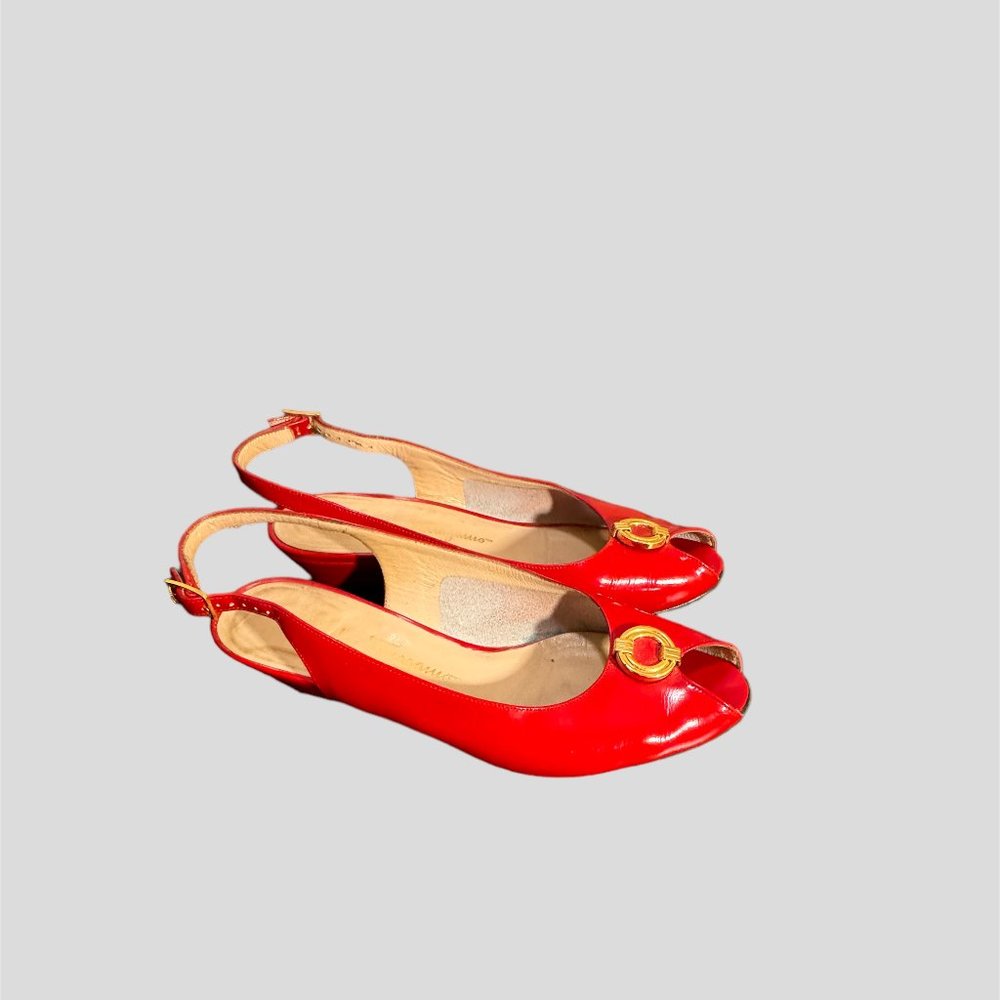 Salvatore Ferragamo sie 7.5B red sling back shoes - Picture 2 of 12